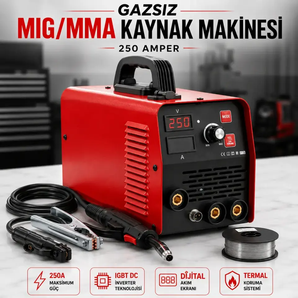 MERDE Gazsız Gazaltı MIG MMA 250A 220V Kaynak Makinesi