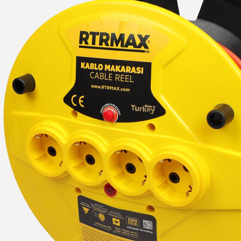 Rtrmax REM32530 30 mt 3 x 2.5 mm Makaralı Uzatma Kablosu