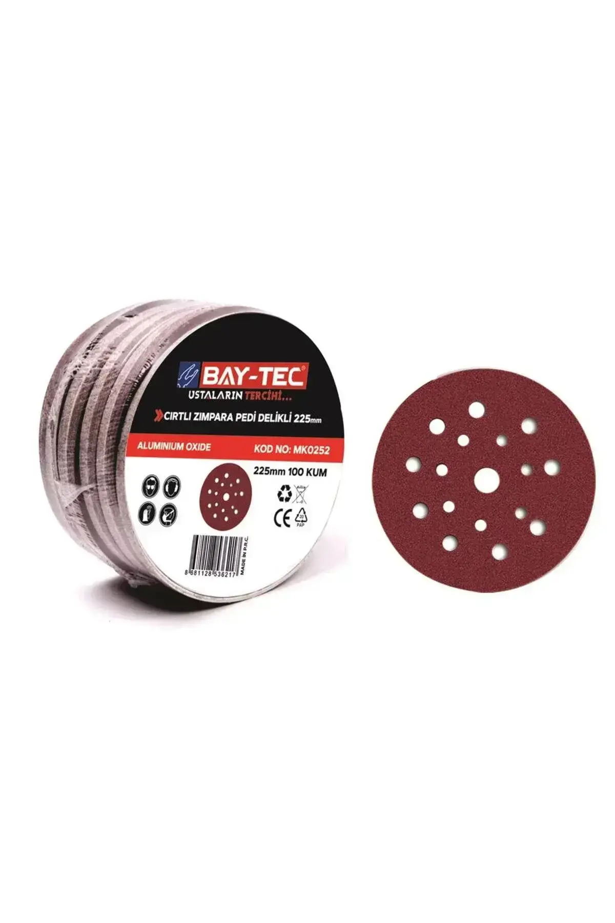 Bay-Tec MK0254 225mm P150 Kum Delikli Cırtlı Zımpara Pedi