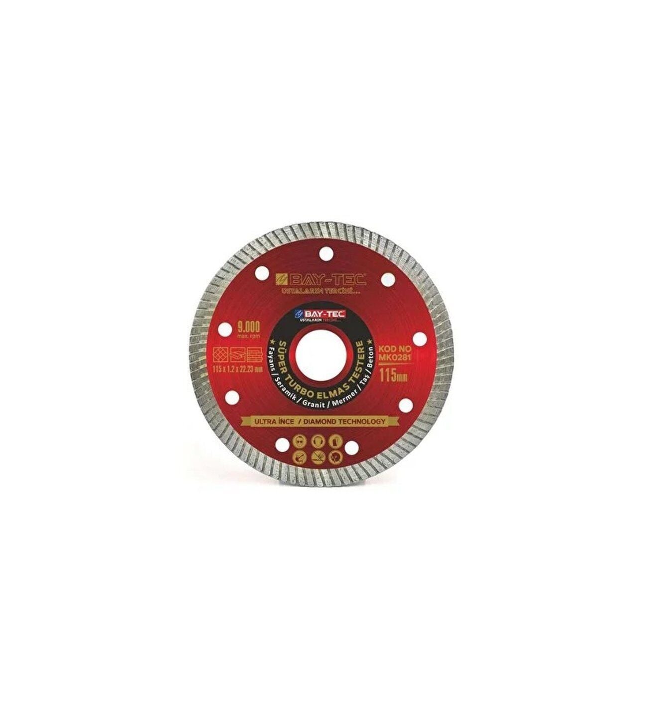 Bay-Tec MK0281 115mm Süper Turbo Elmas Testere / İnce